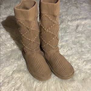 Camel Ugg Tall Knit Boot- 8